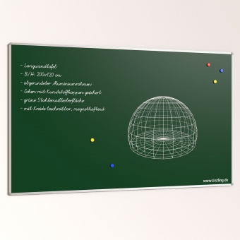 Wandtafel Stahlemaille grün, 200x120 cm, ohne Kreideablage, 